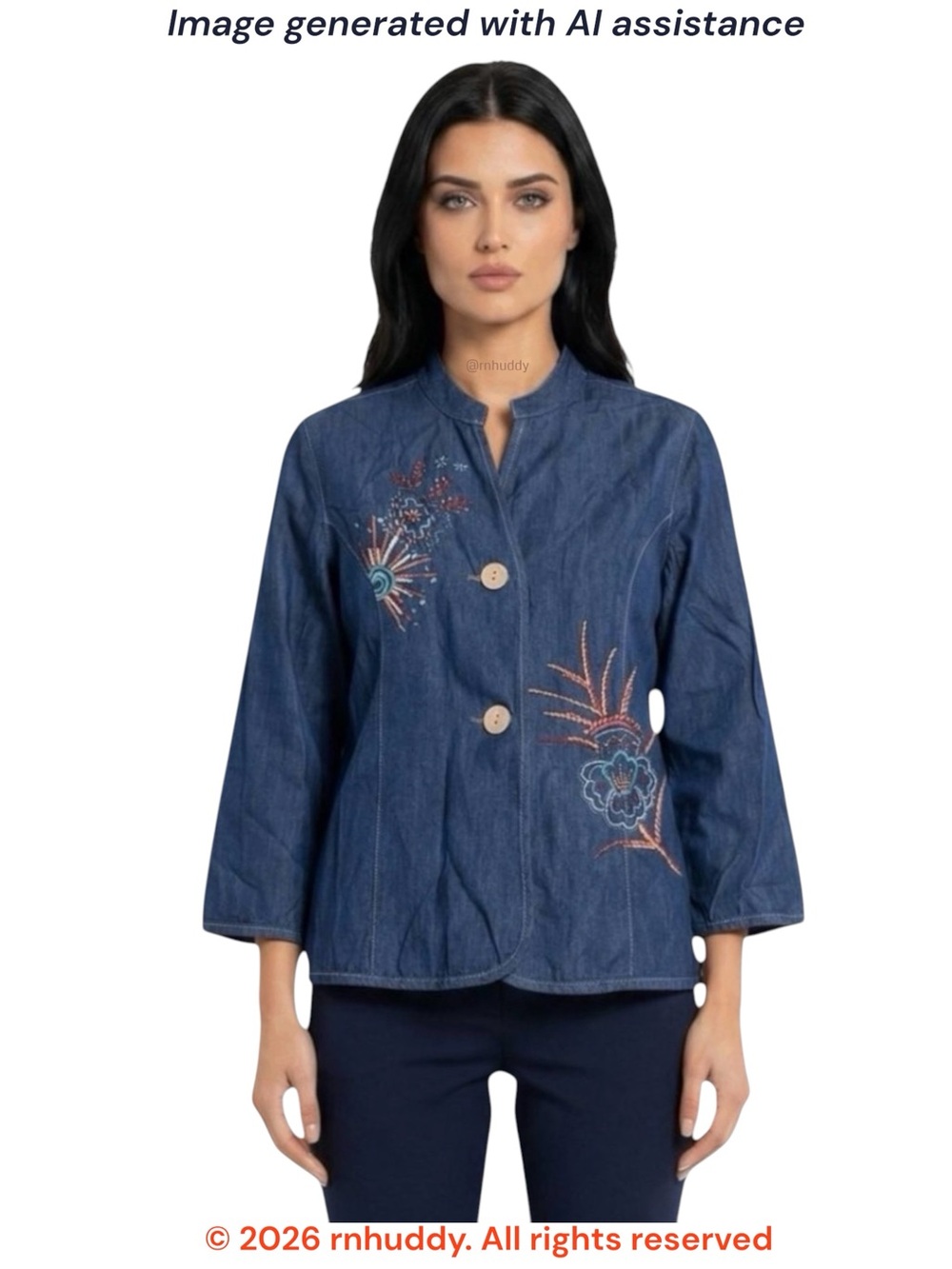 City Blues by Koret petite S denim embroidered cotton tencel jacket